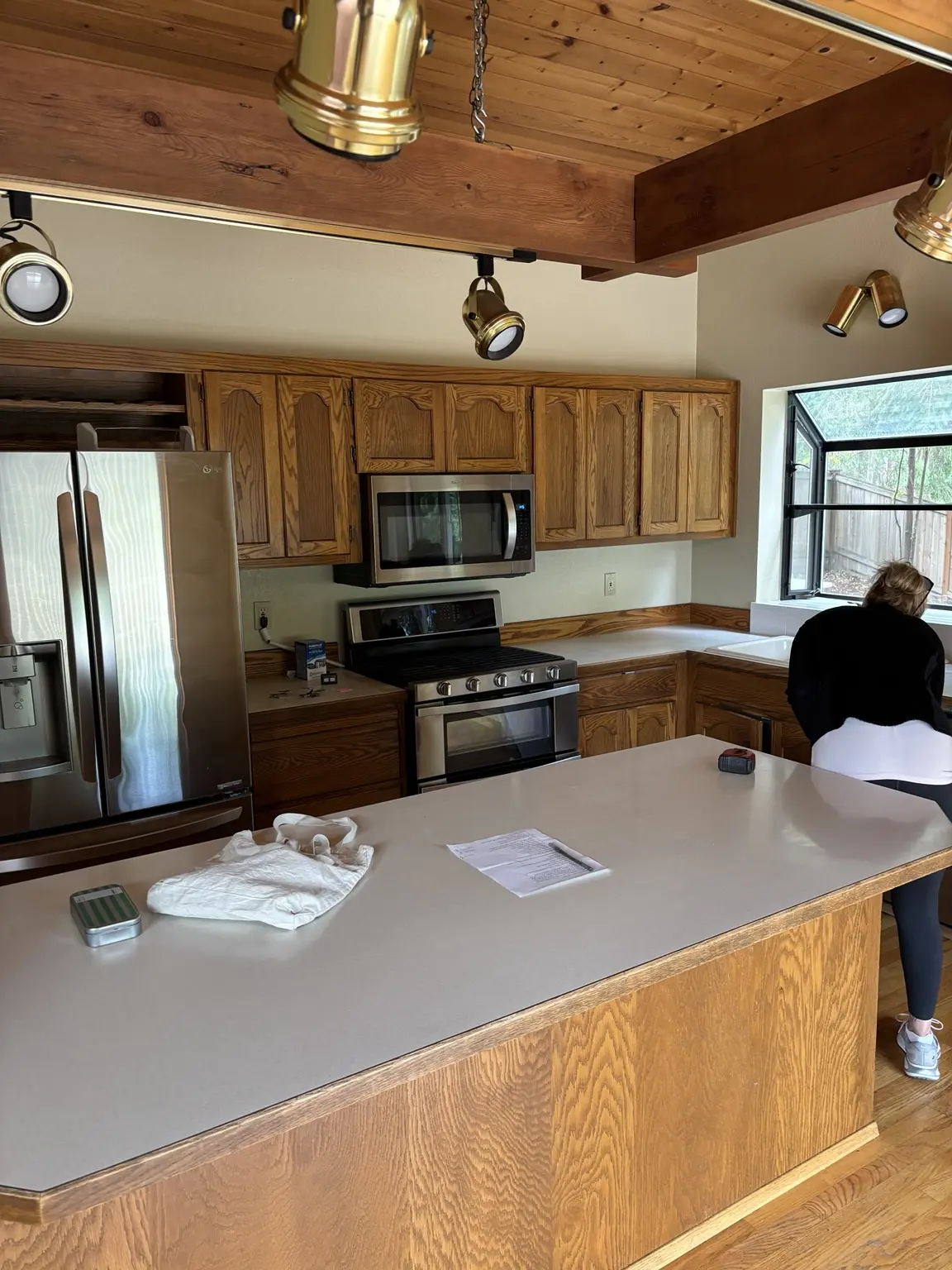 Original oak kitchen before cabinet and countertop work began
